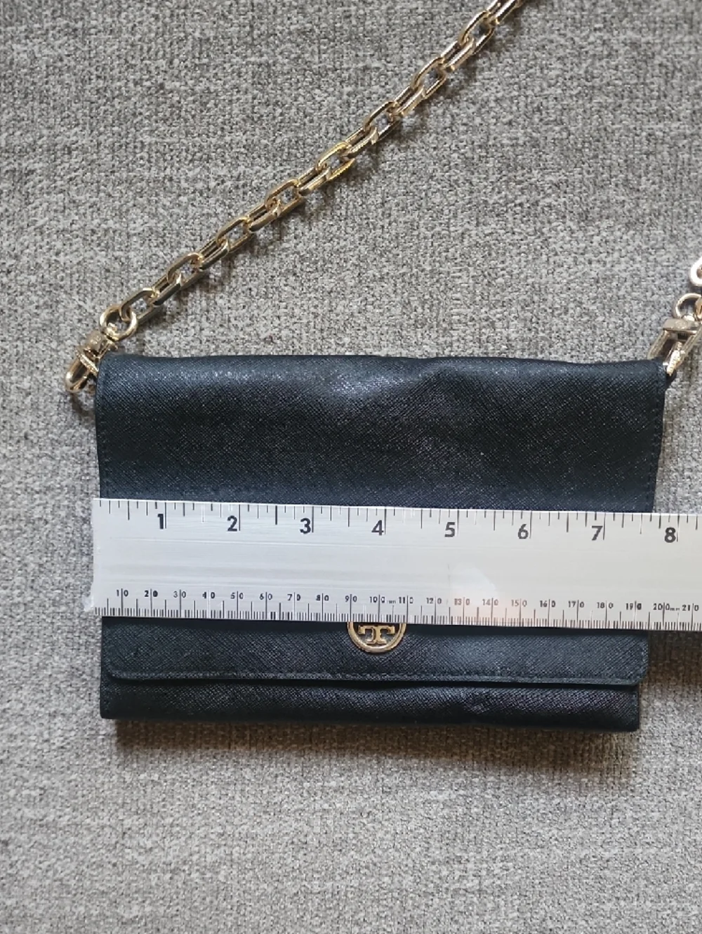 Tory Burch Black Leather Chain Shoulder Bag Gold Hardware Crossbody Convertible
